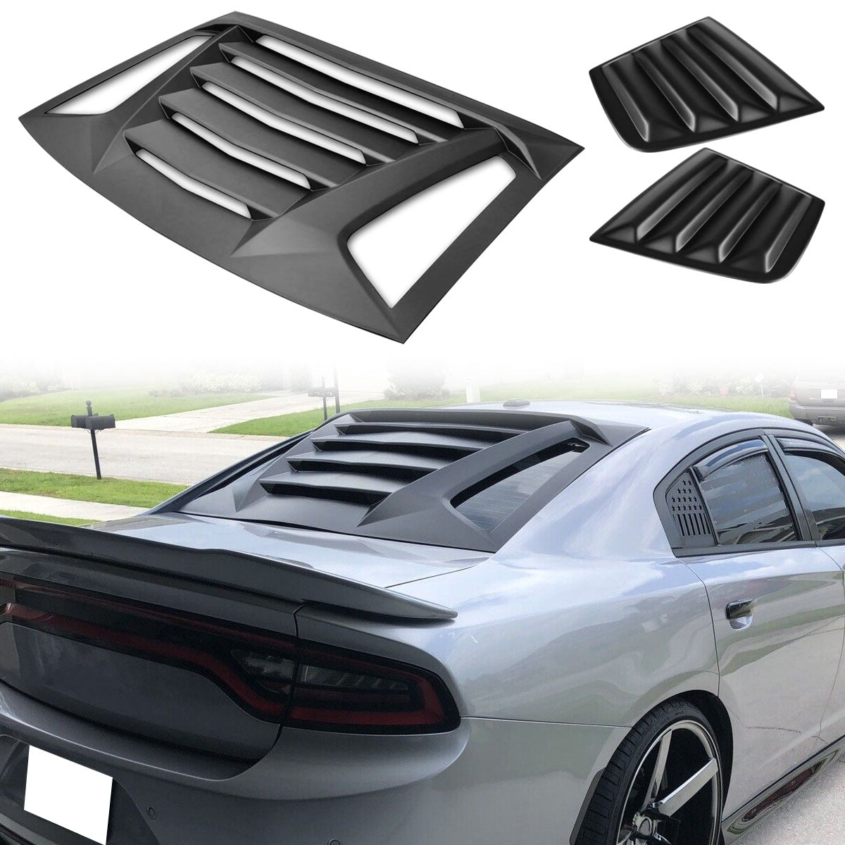 2011-2023 Dodge Charger Black Rear Window Louver Side Quarter Scoop