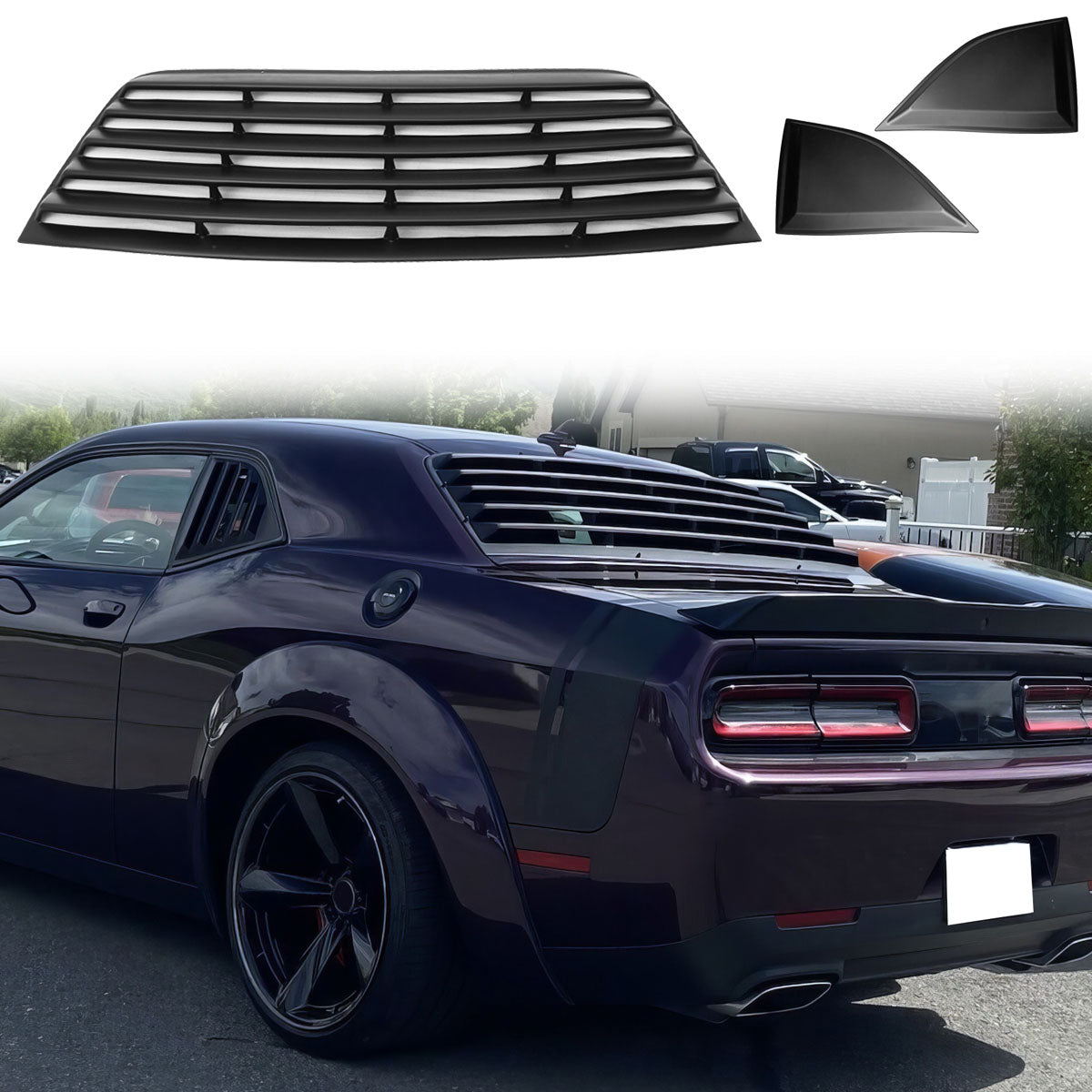 2008-2023 Dodge Challenger XE Style Rear Window Louver Side Vent PP PU