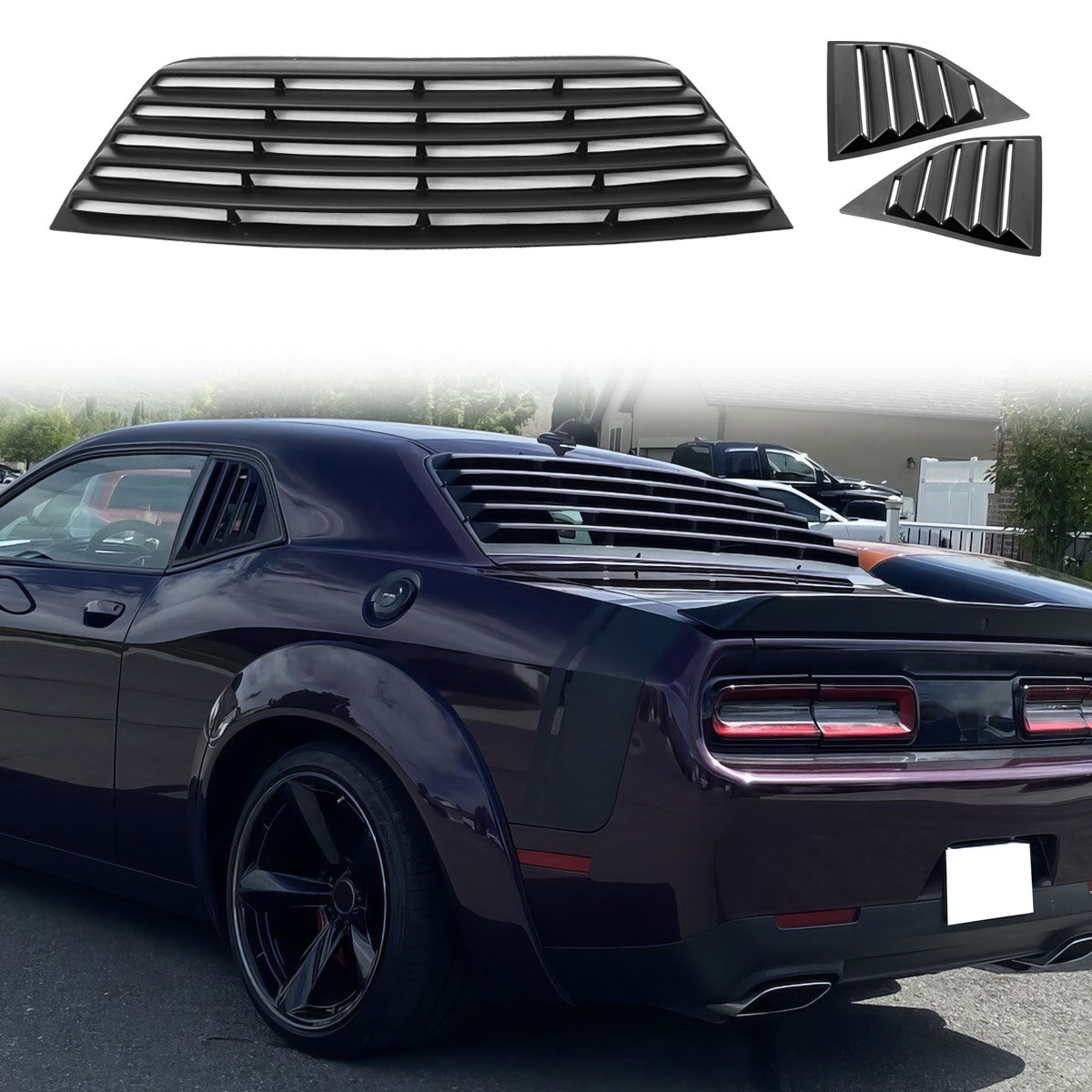 2008-2023 Dodge Challenger XE V2 Style Rear Side Window Louver PP PU