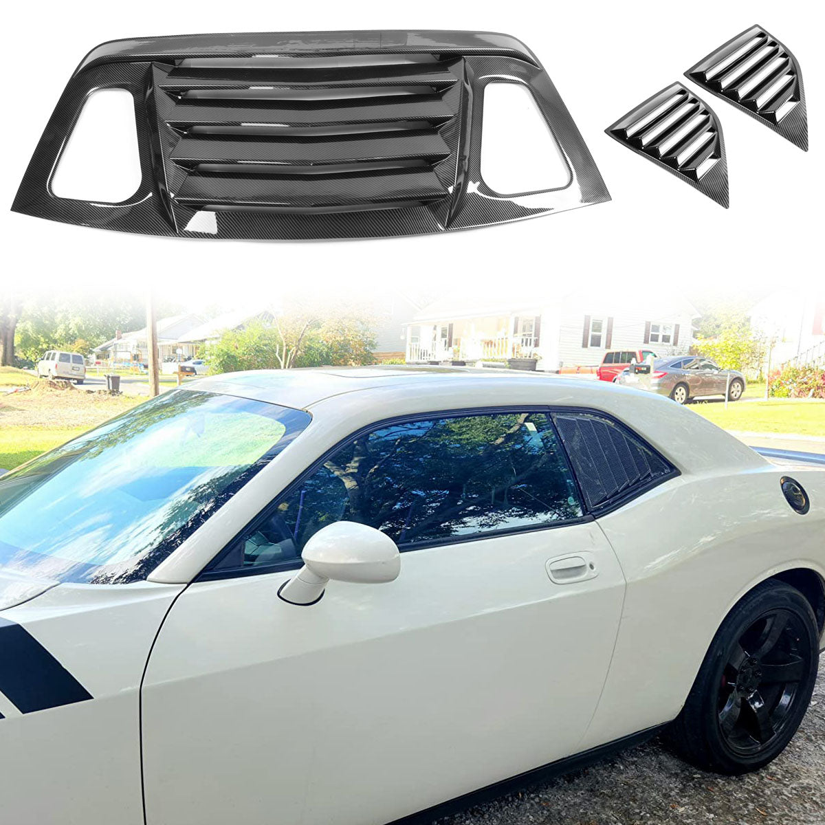 2008-2023 Dodge Challenger XE V2 CFL Rear Side Window Louver Scoops