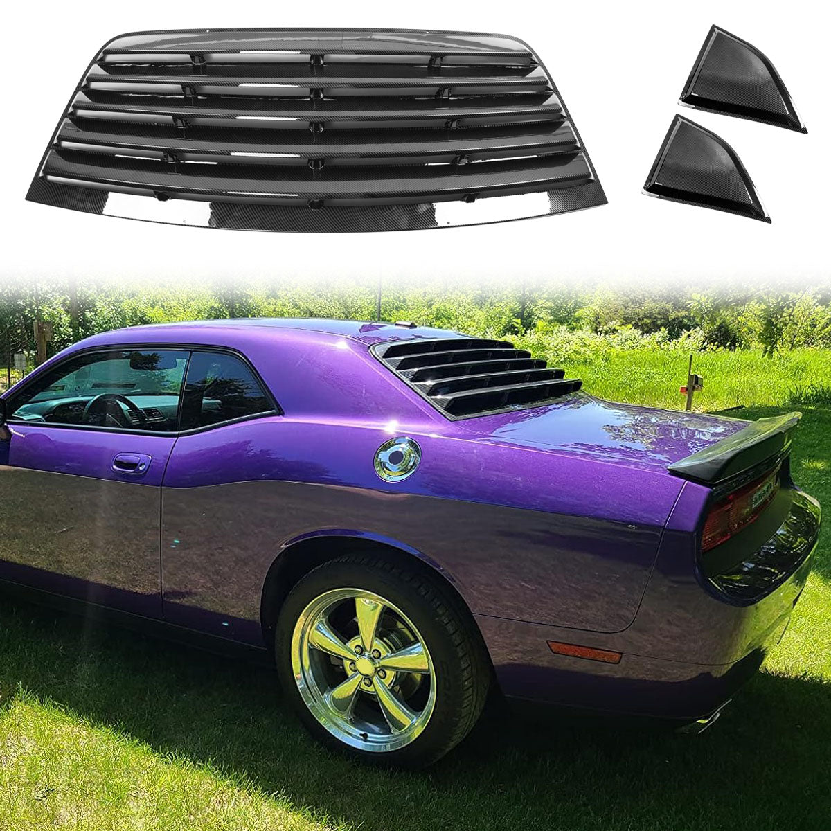 2008-2023 Dodge Challenger XE Style CFL Rear Side Window Louver Scoops
