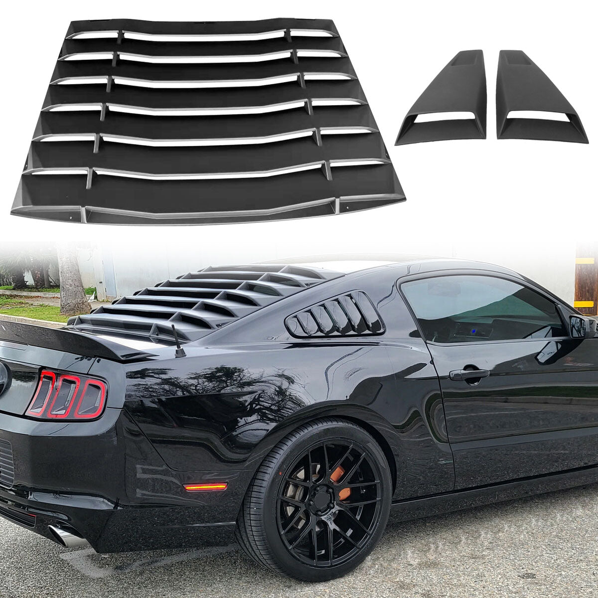 2005-2014 Ford Mustang Rear Unpainted Window Louvers Side Vent Scoops