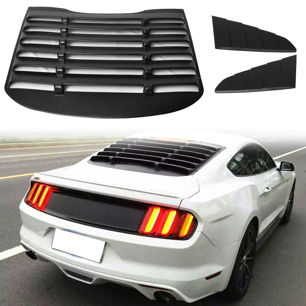 2015-2023 Ford Mustang Coupe V Style Rear Window Louver Side Vent ABS