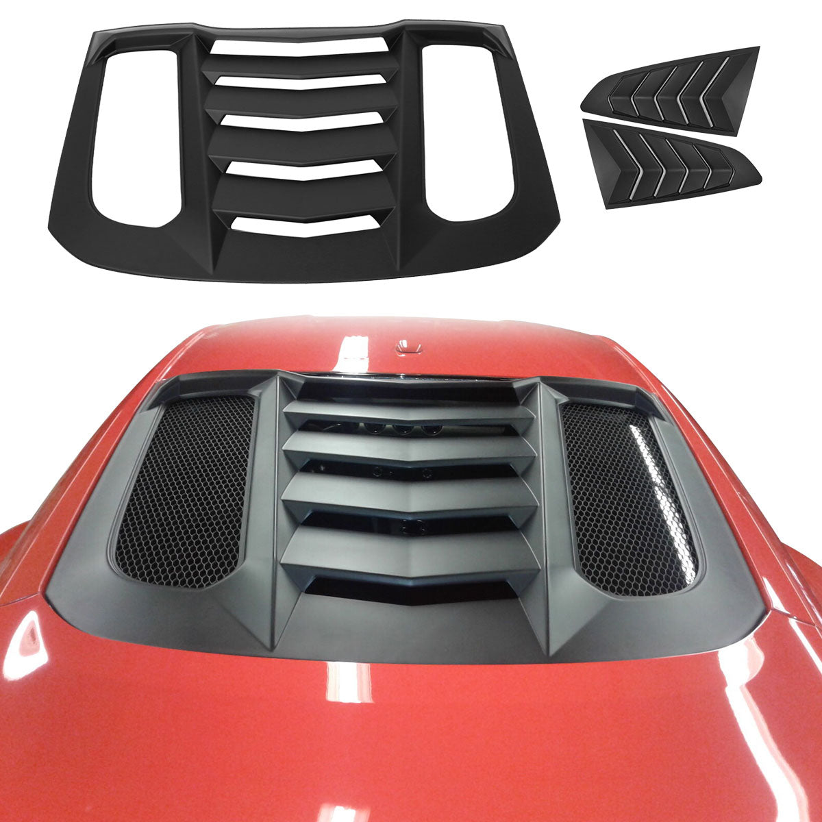 2015-2023 Ford Mustang Coupe Unpainted Rear Side Window Louver ABS