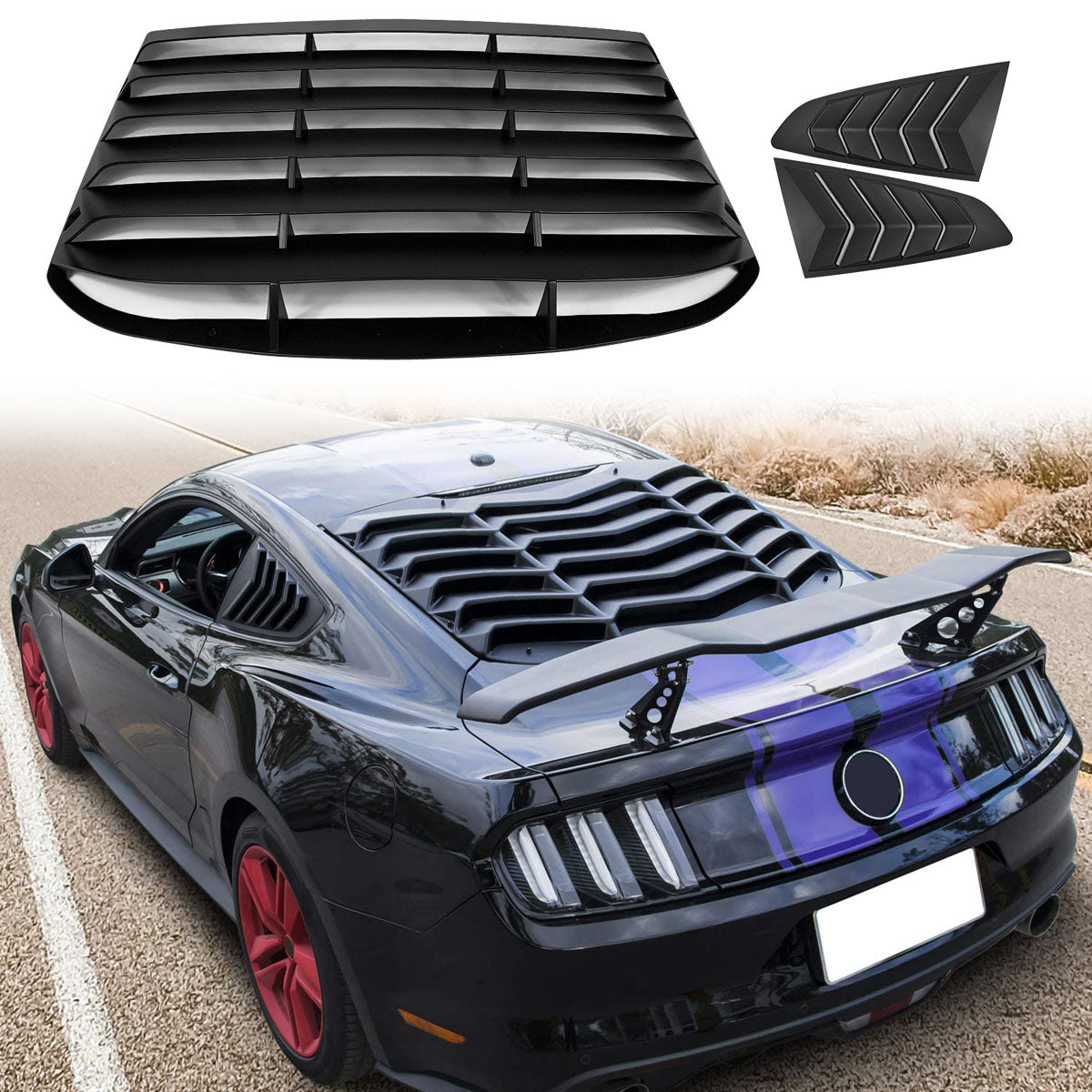 2015-2023 Ford Mustang Coupe Unpainted Rear Side Window Louver ABS