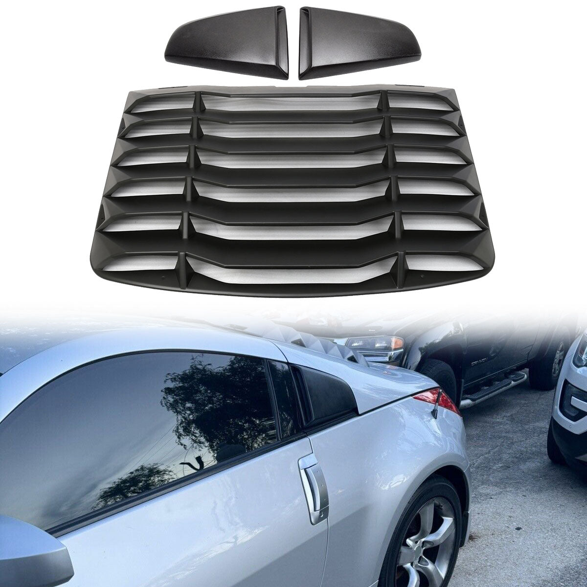 2003-2008 Nissan 350Z Black Rear Window Louver Side Vent ABS Plastic