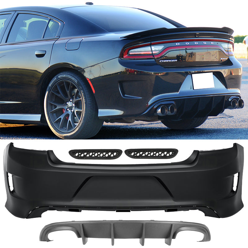 2015-2023 Dodge Charger Rear Bumper Quad Exhaust Rear Lip Diffuser PP