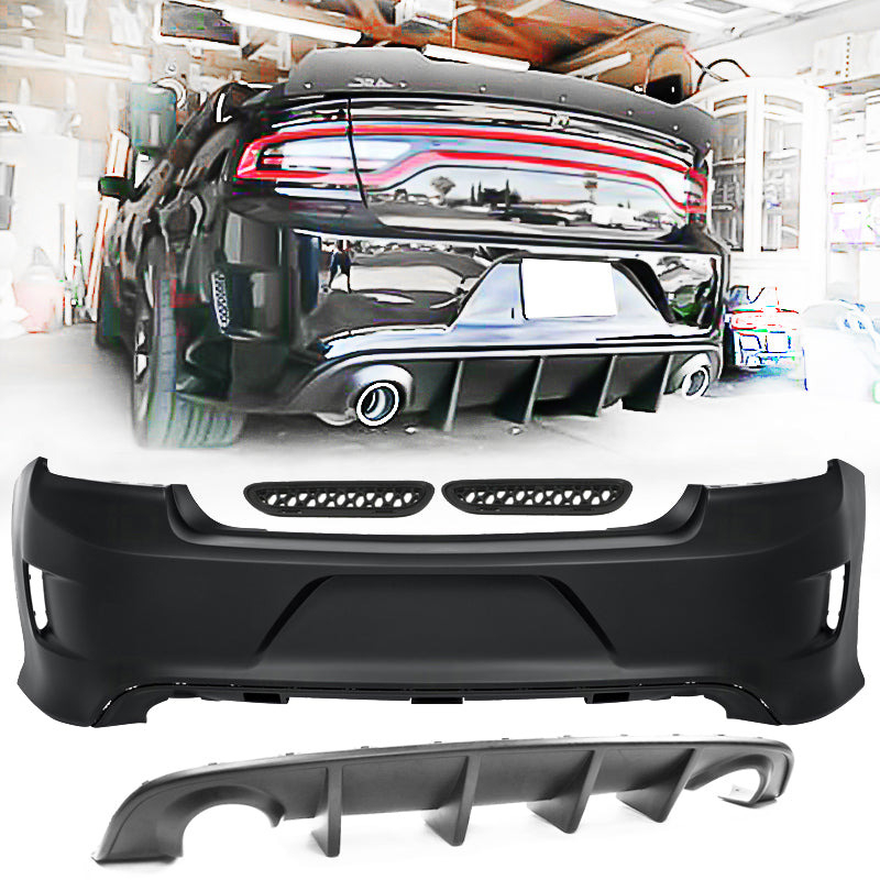2015-2023 Dodge Charger Black Rear Bumper Conversion Diffuser Lip PP