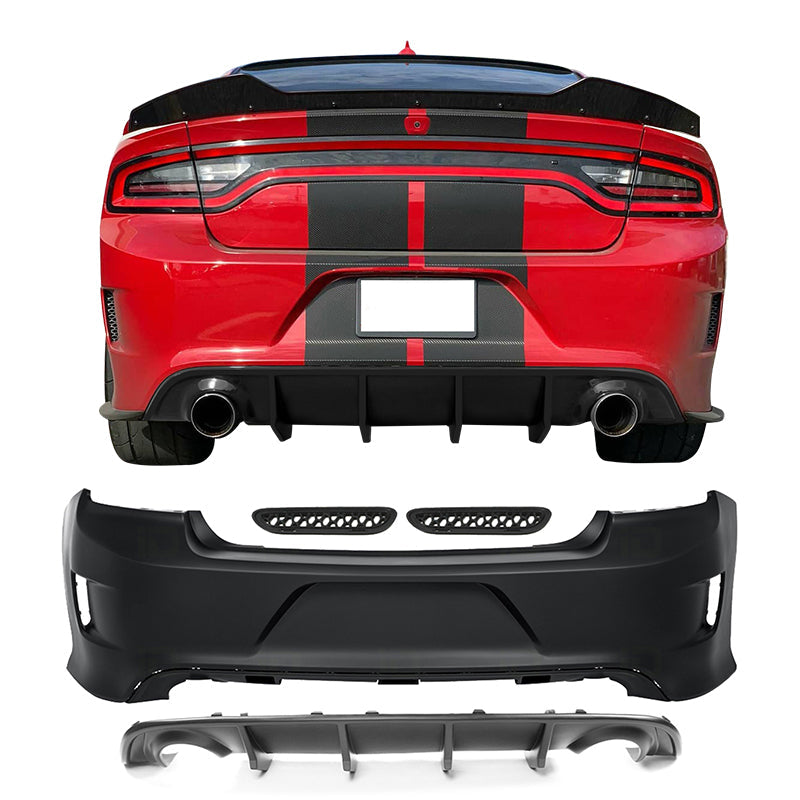 2015-2023 Dodge Charger Black Rear Bumper Conversion Diffuser Lip PP