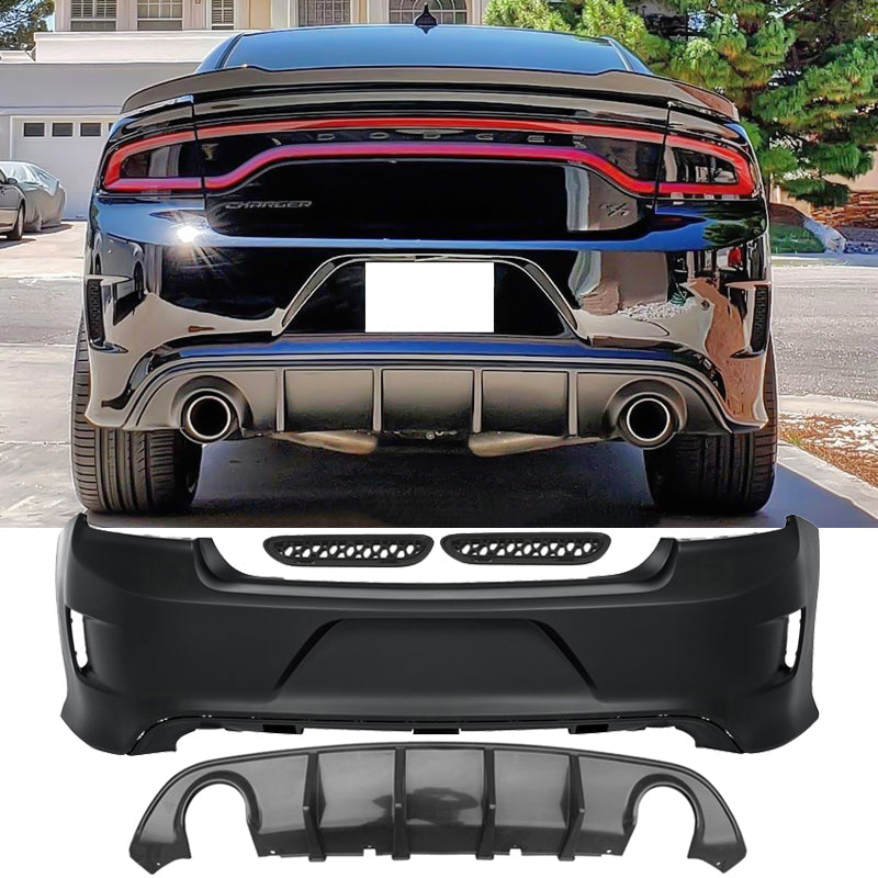 2015-2023 Dodge Charger Black Rear Bumper Conversion Diffuser Lip PP