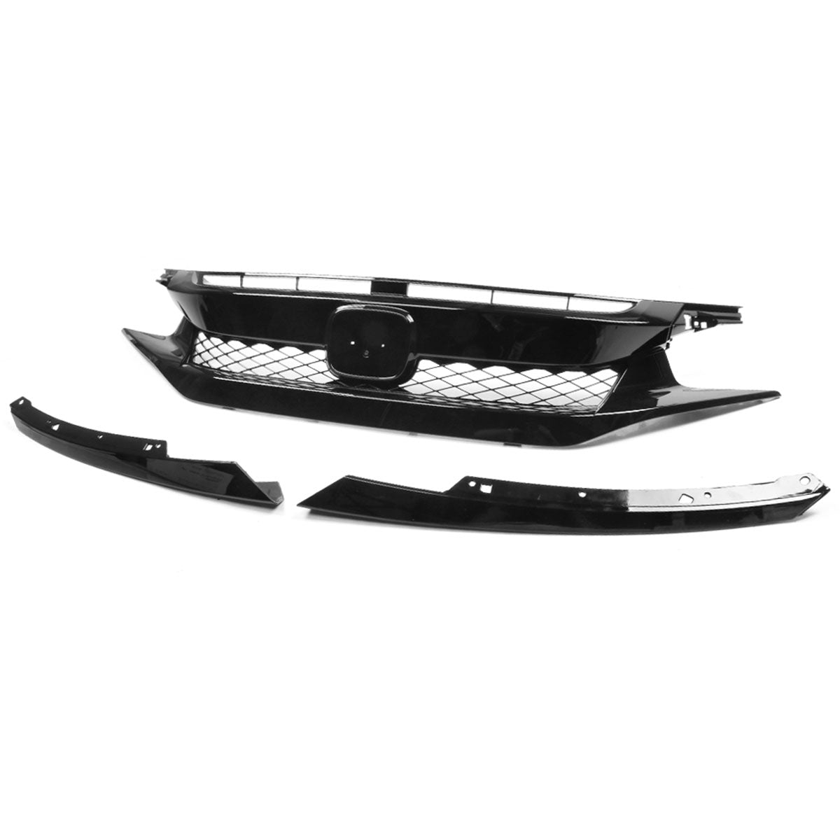 2019-2021 Honda Civic Sedan Coupe Gloss Black Front Grille Eyebrows
