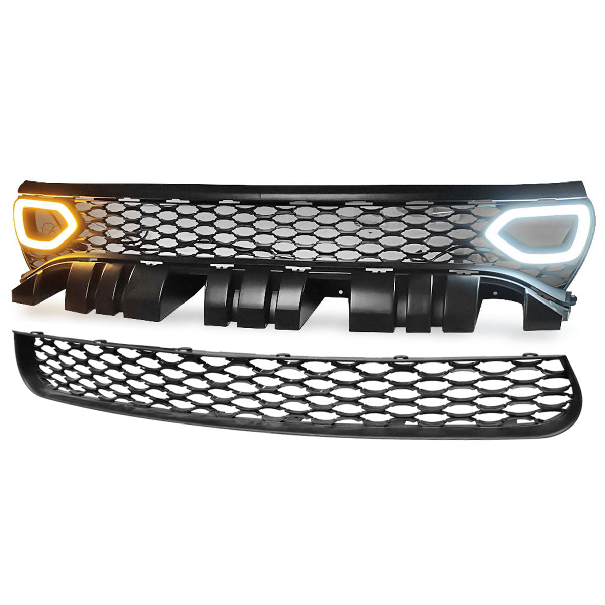 2015-2023 Dodge Charger SRT Style Black Upper Lower Grille LED Lights