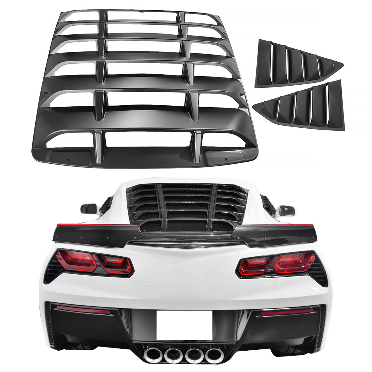 2014-2019 Chevy Corvette C7 Classic Style Side Rear Window Louvers ABS