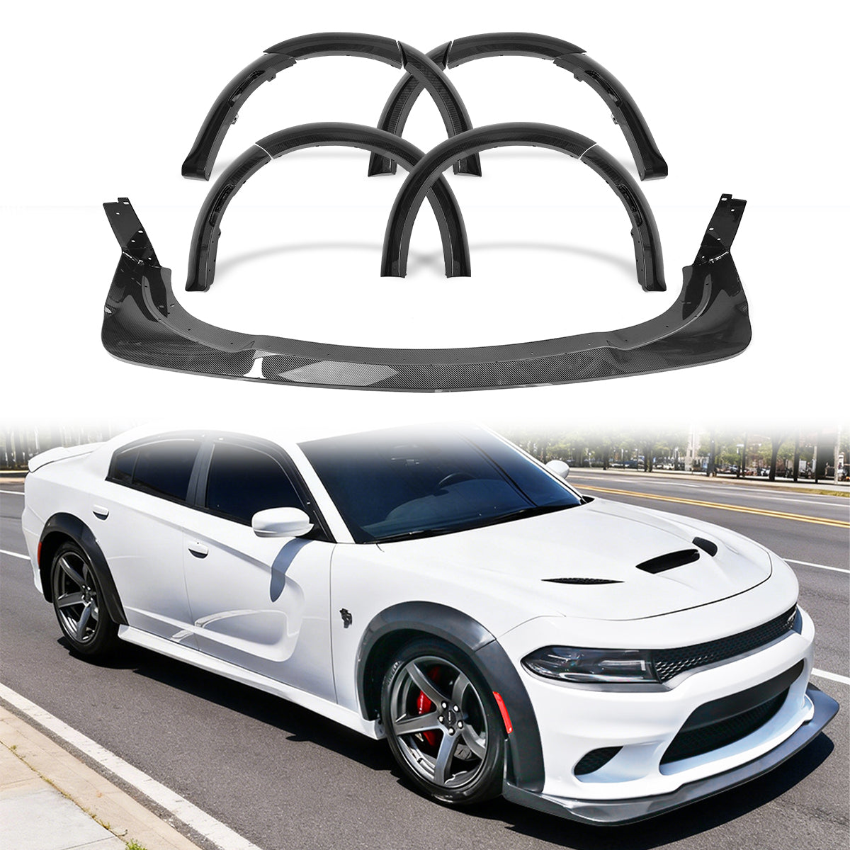 2015-2023 Dodge Charger SRT Widebody Front Bumper Lip Fender Flare ABS