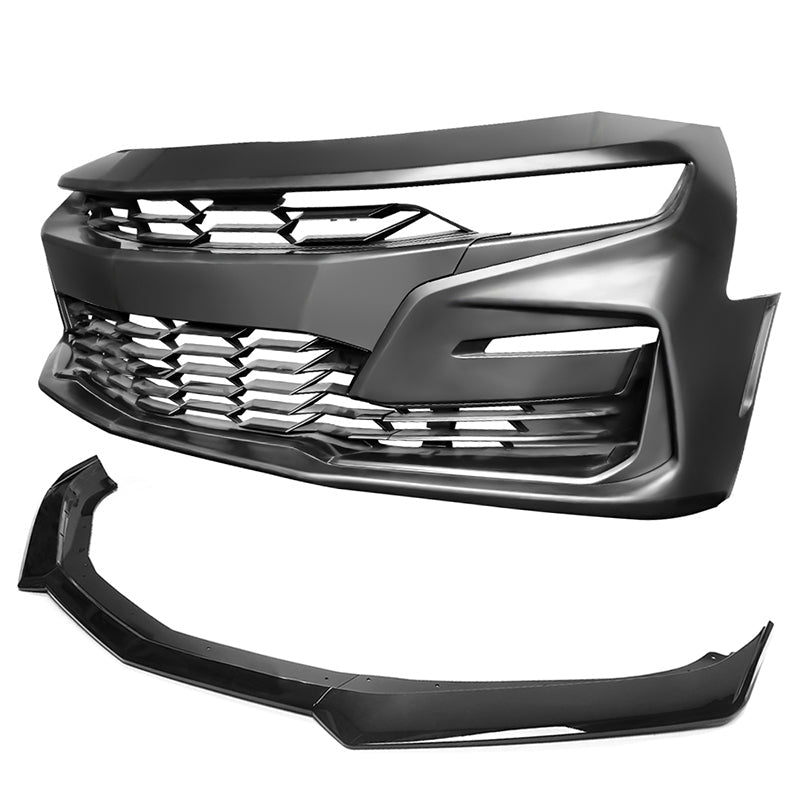 2019-2024 Chevy Camaro SS Style Black Front Bumper Guard Gloss Lip ABS