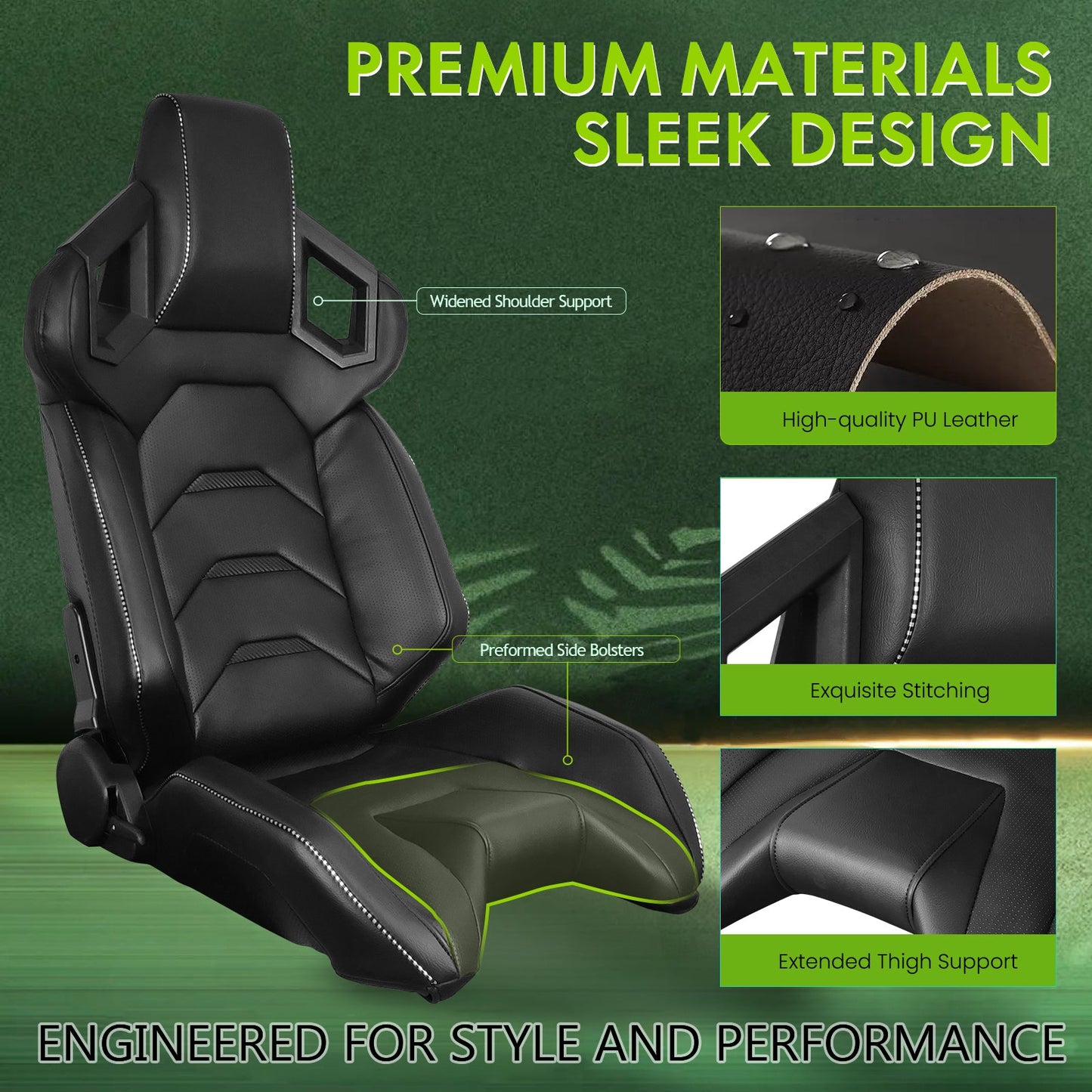Universal Racing Seat Dual Slider PU Carbon Leather