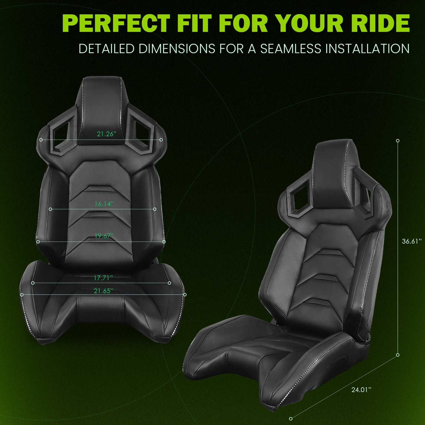 Universal Racing Seat Dual Slider PU Carbon Leather