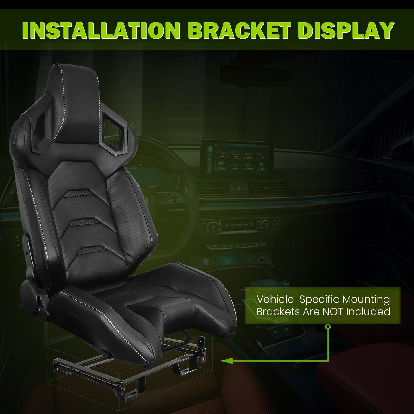 Universal Racing Seat Dual Slider PU Carbon Leather