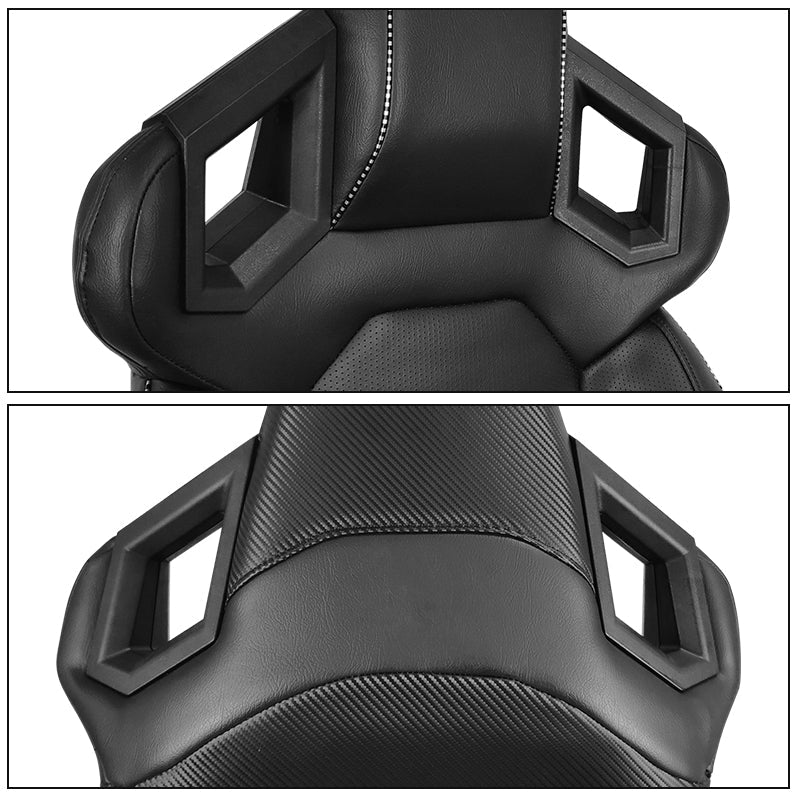 Universal Racing Seat Dual Slider PU Carbon Leather