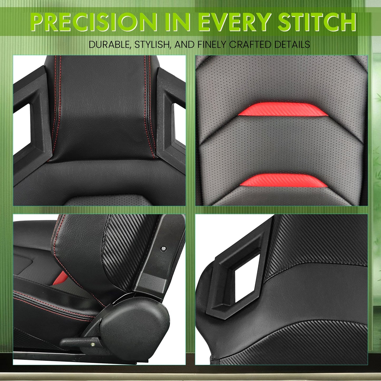 Universal Racing Seat Dual Slider PU Carbon Leather