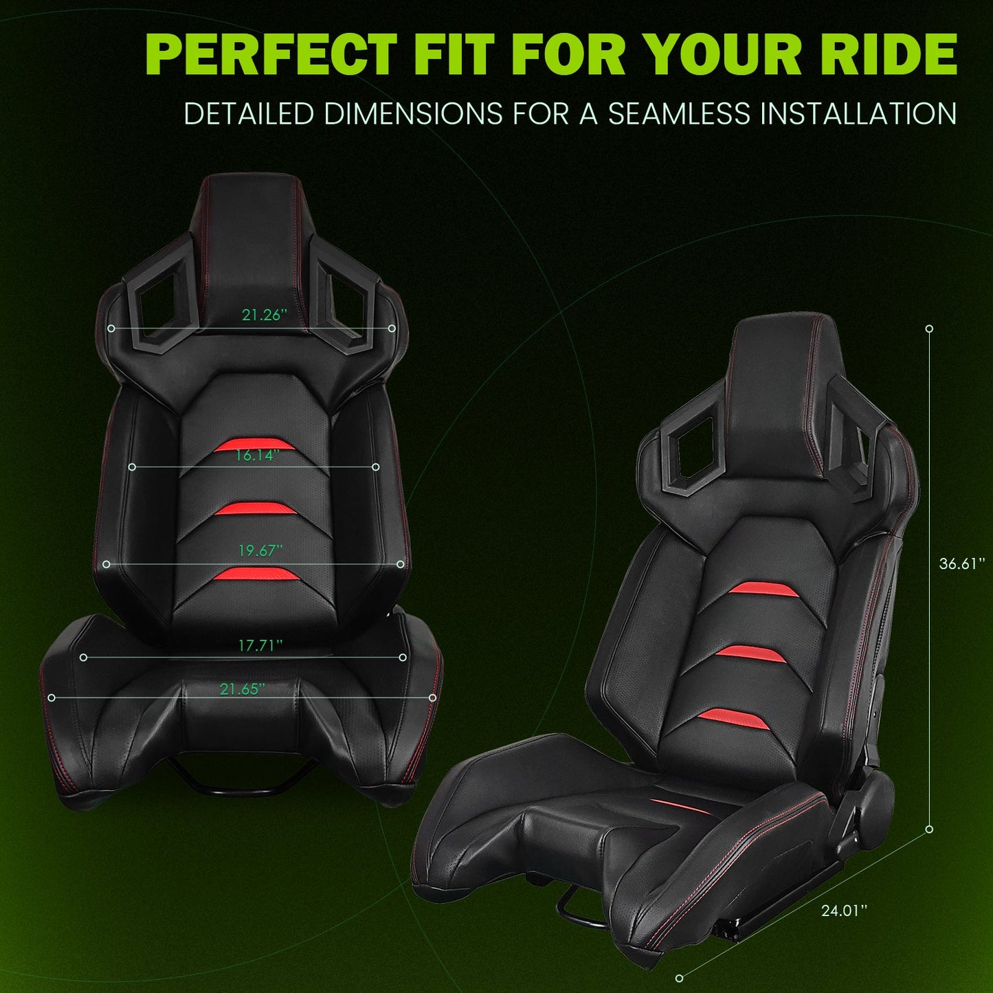 Universal Racing Seat Dual Slider PU Carbon Leather