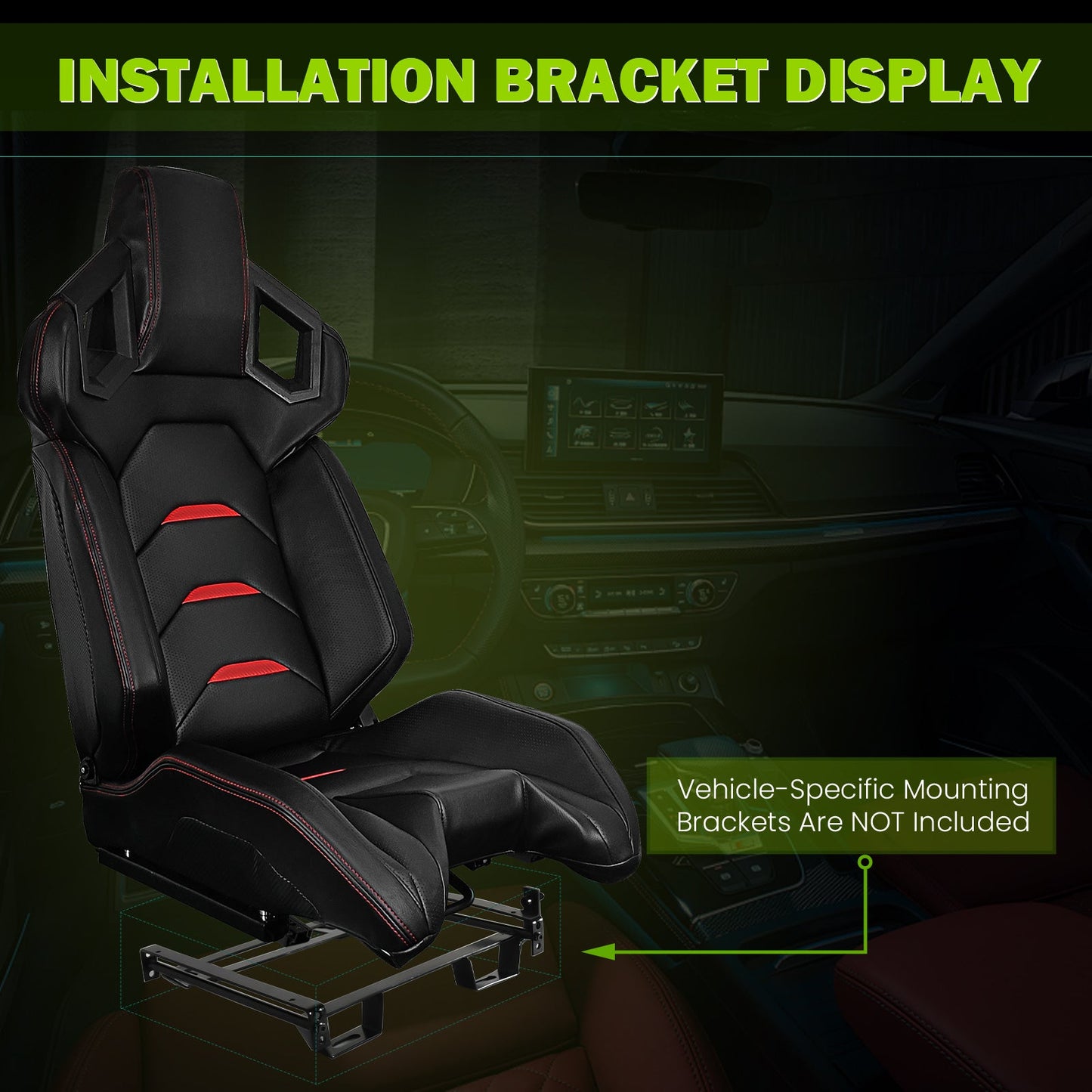 Universal Racing Seat Dual Slider PU Carbon Leather