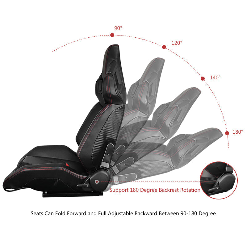 Universal Racing Seat Dual Slider PU Carbon Leather