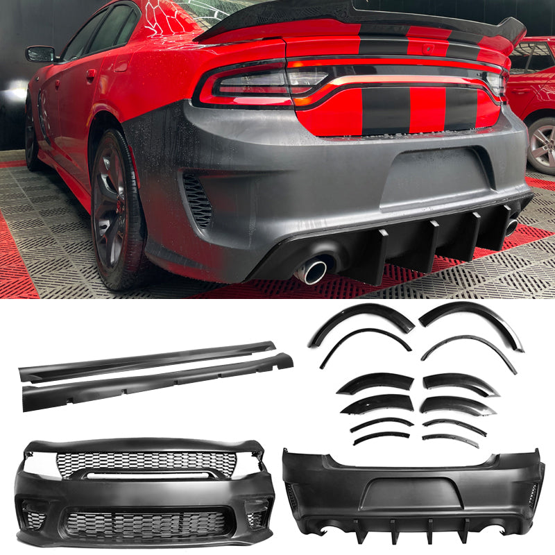 2015-2023 Dodge Charger Widebody Gloss Whole Bumper Kits Diffuser PP