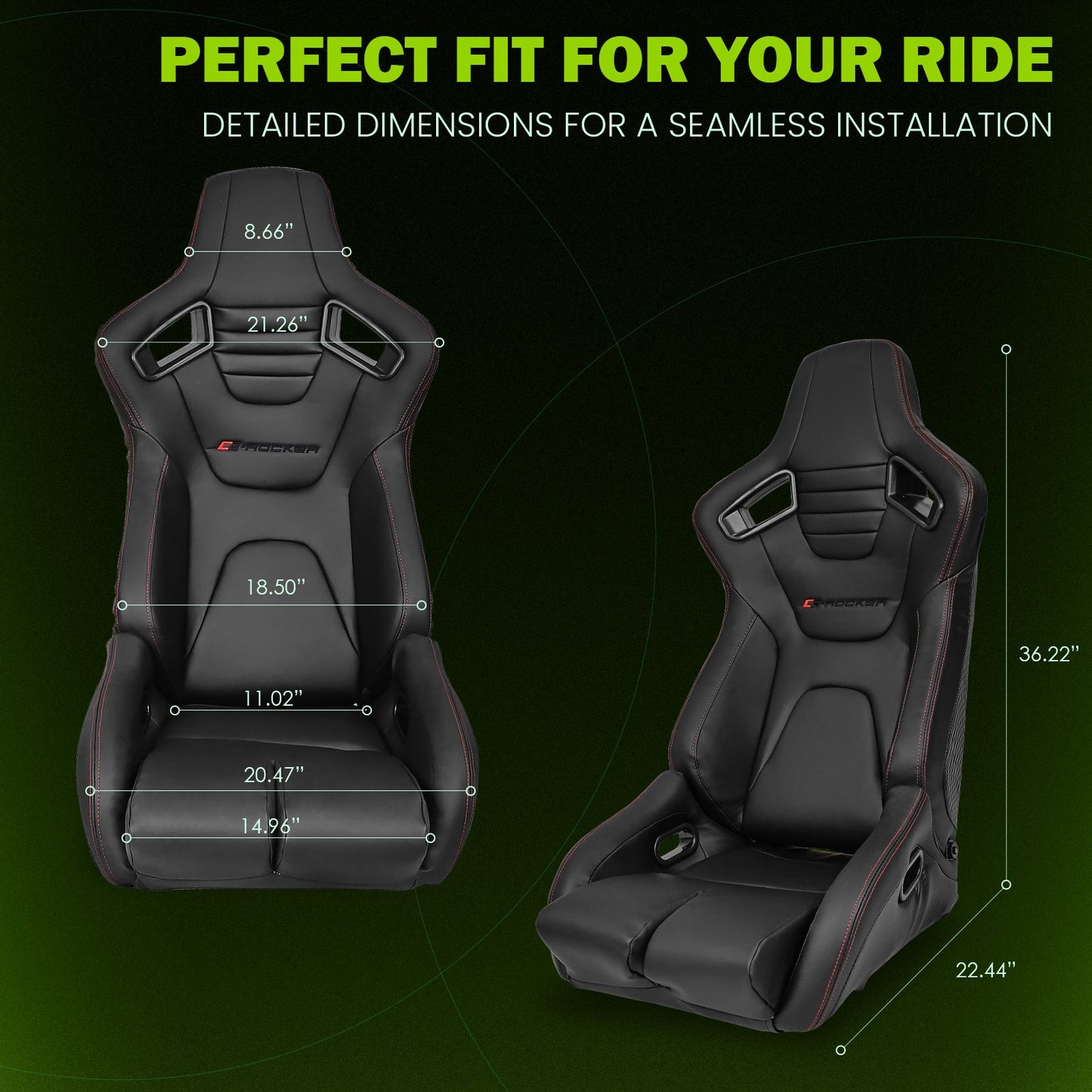 Universal Reclinable Bucket Racing Seat Dual Slider PU Carbon Leather