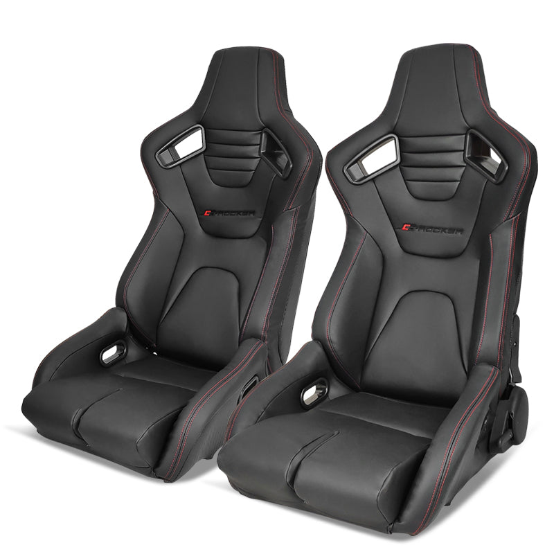 Universal Reclinable Bucket Racing Seat Dual Slider PU Carbon Leather