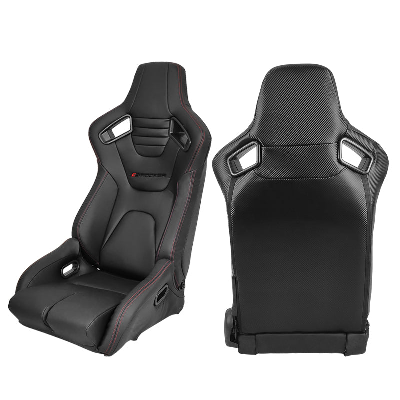 Universal Reclinable Bucket Racing Seat Dual Slider PU Carbon Leather