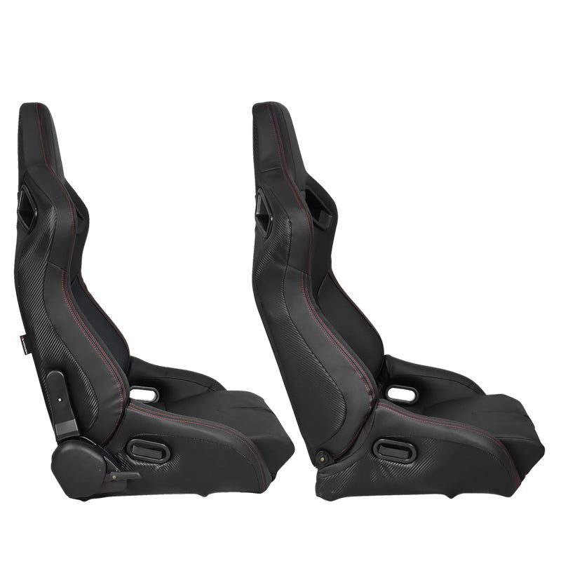 Universal Reclinable Bucket Racing Seat Dual Slider PU Carbon Leather