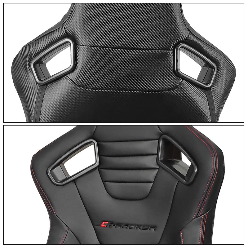 Universal Reclinable Bucket Racing Seat Dual Slider PU Carbon Leather