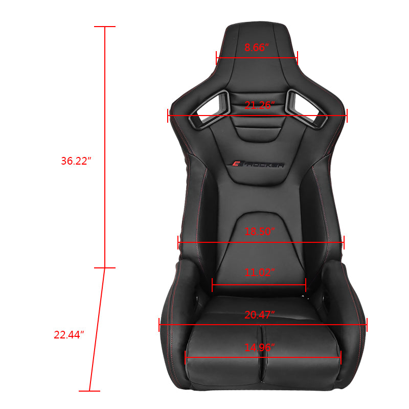 Universal Reclinable Bucket Racing Seat Dual Slider PU Carbon Leather