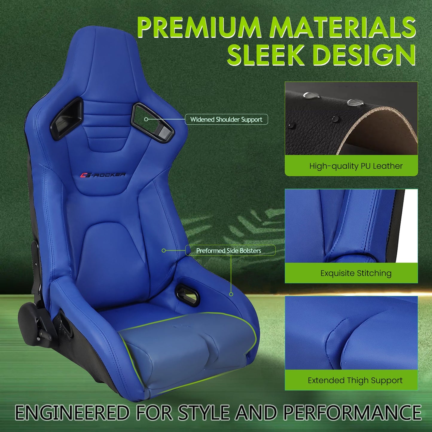 Universal Reclinable Bucket Racing Seat Dual Slider PU Carbon Leather