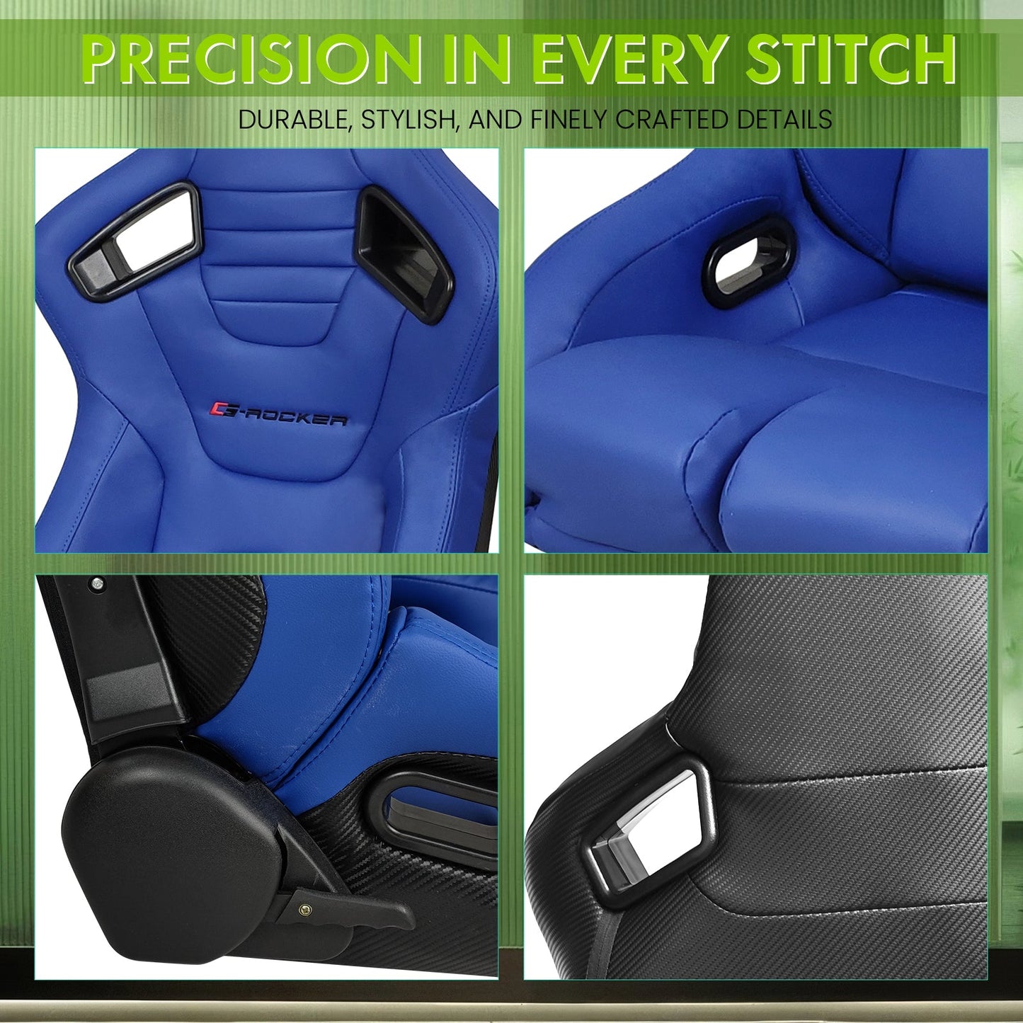 Universal Reclinable Bucket Racing Seat Dual Slider PU Carbon Leather