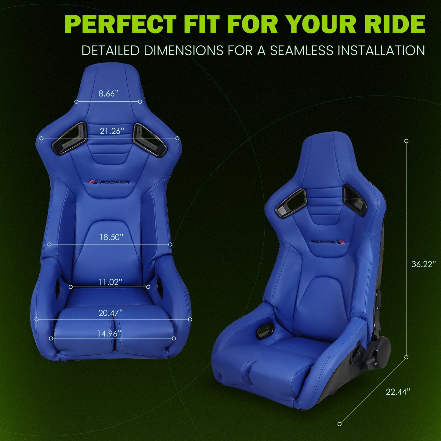 Universal Reclinable Bucket Racing Seat Dual Slider PU Carbon Leather