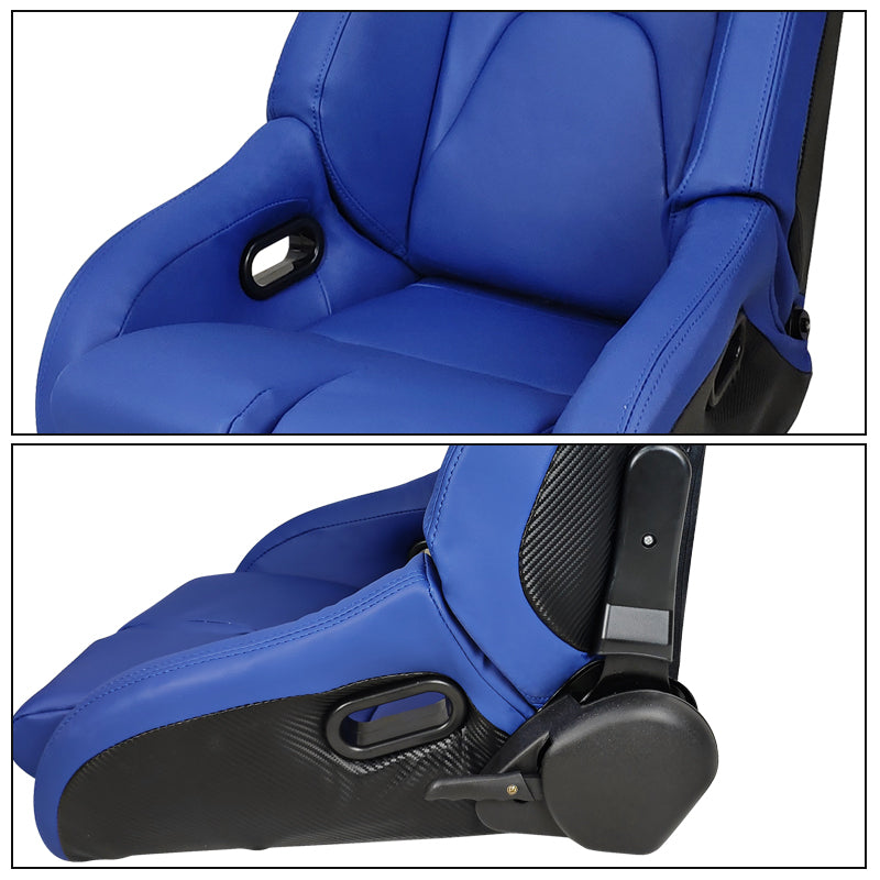 Universal Reclinable Bucket Racing Seat Dual Slider PU Carbon Leather