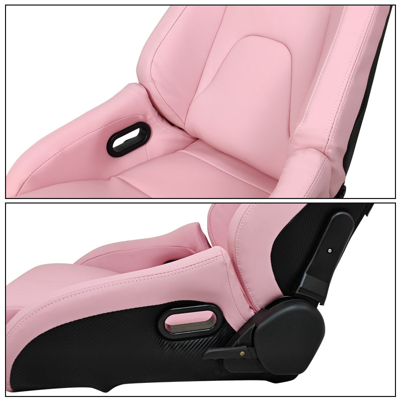 Universal Reclinable Bucket Racing Seat Dual Slider PU Carbon Leather