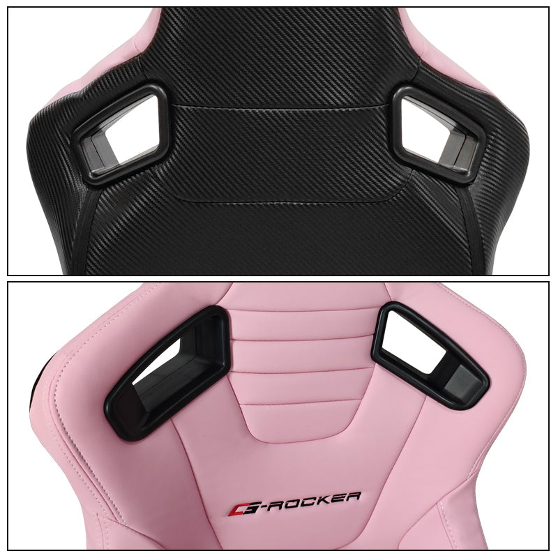 Universal Reclinable Bucket Racing Seat Dual Slider PU Carbon Leather