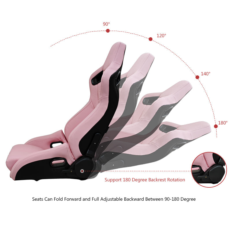 Universal Reclinable Bucket Racing Seat Dual Slider PU Carbon Leather