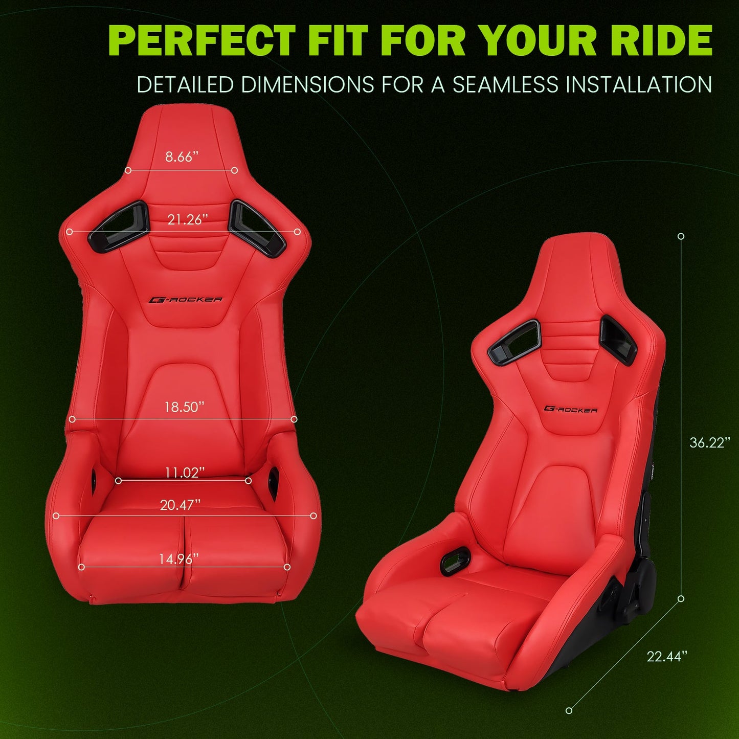 Universal Reclinable Bucket Racing Seat Dual Slider PU Carbon Leather