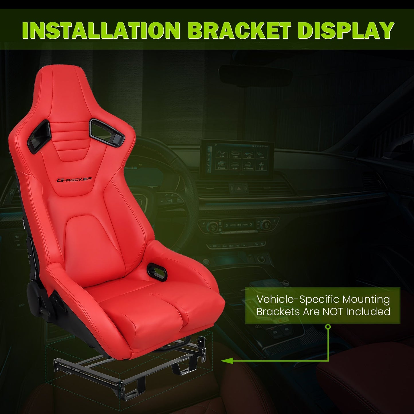 Universal Reclinable Bucket Racing Seat Dual Slider PU Carbon Leather