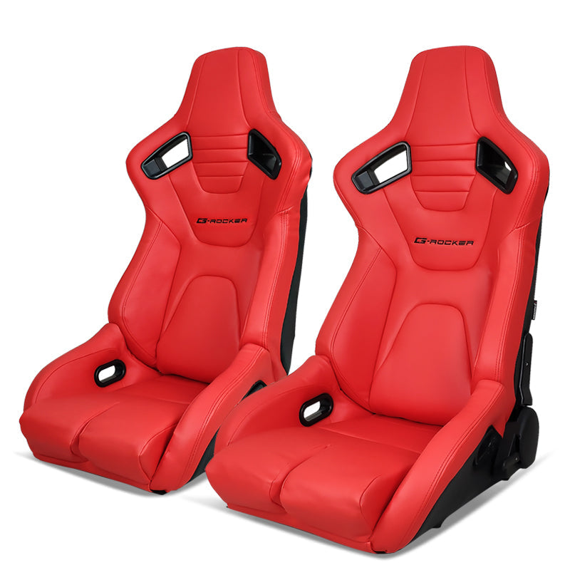 Universal Reclinable Bucket Racing Seat Dual Slider PU Carbon Leather