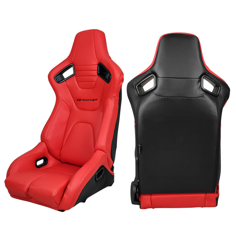 Universal Reclinable Bucket Racing Seat Dual Slider PU Carbon Leather