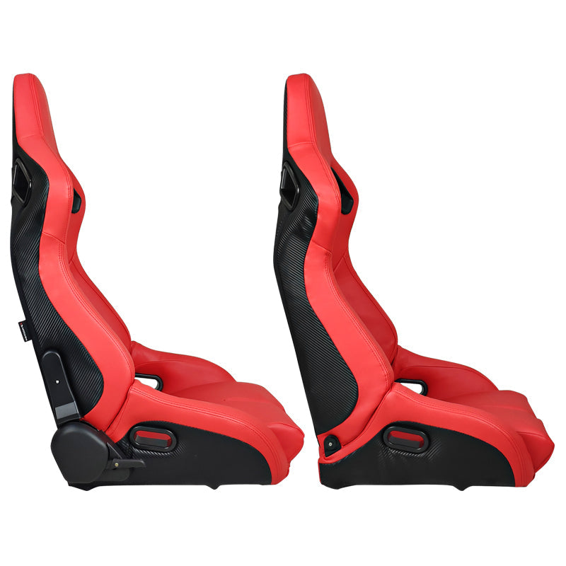 Universal Reclinable Bucket Racing Seat Dual Slider PU Carbon Leather