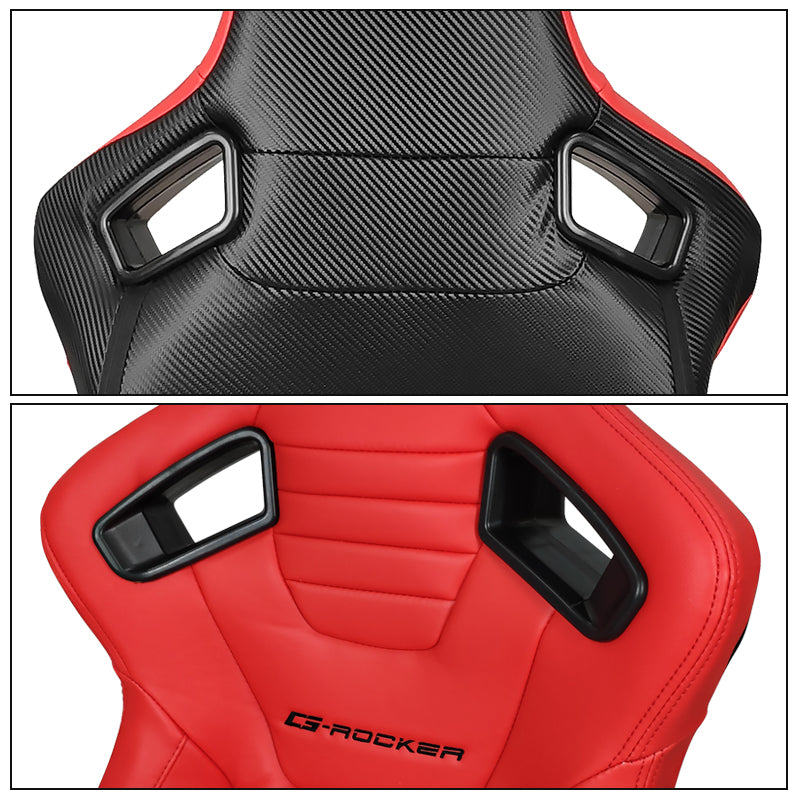 Universal Reclinable Bucket Racing Seat Dual Slider PU Carbon Leather