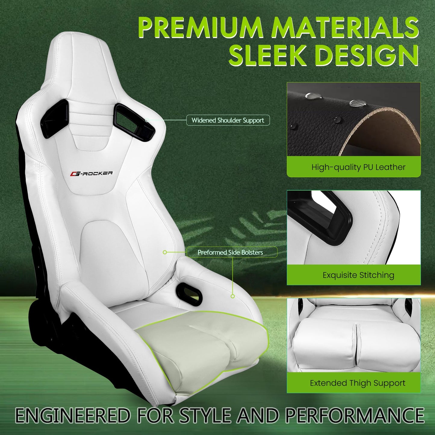 Universal Reclinable Bucket Racing Seat Dual Slider PU Carbon Leather