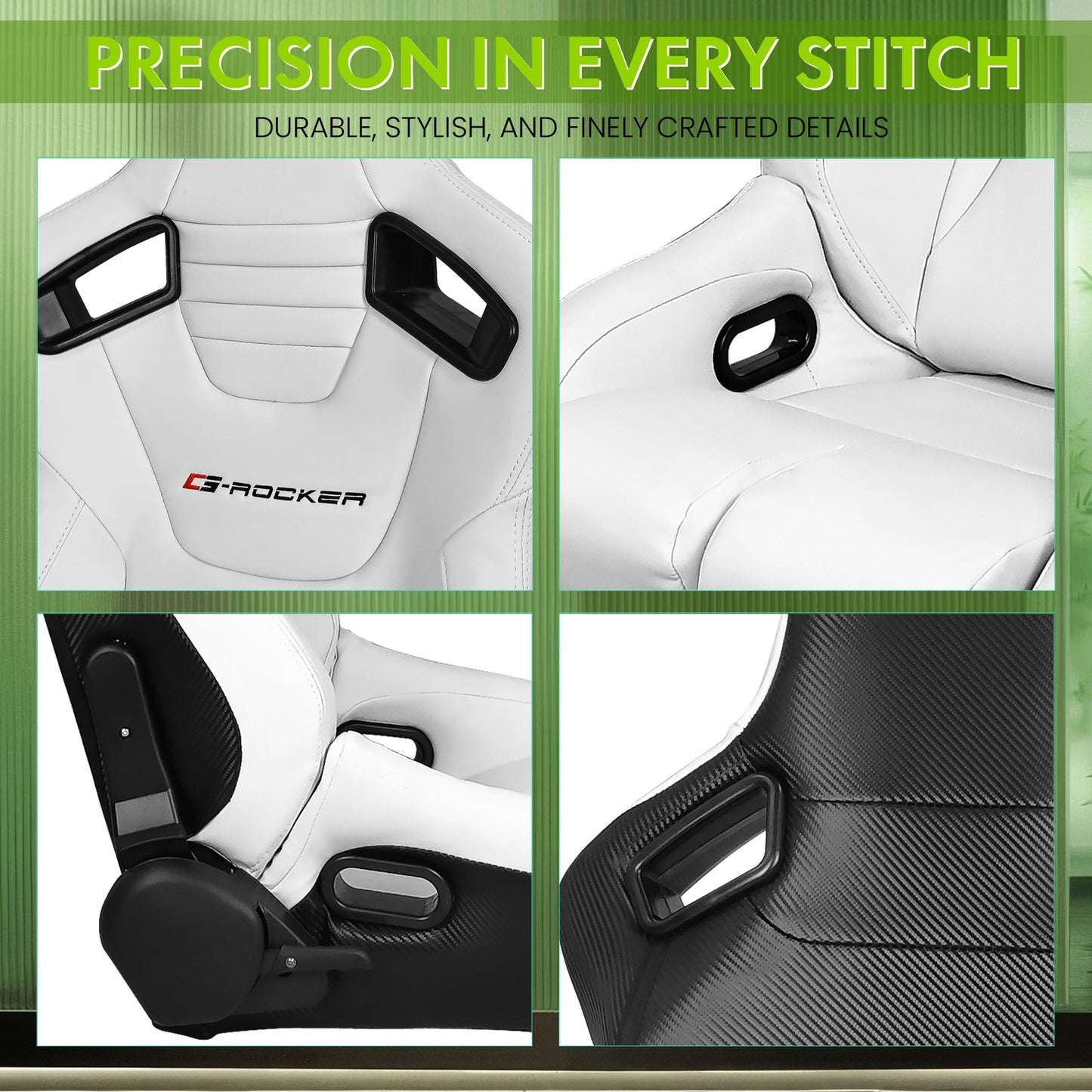 Universal Reclinable Bucket Racing Seat Dual Slider PU Carbon Leather