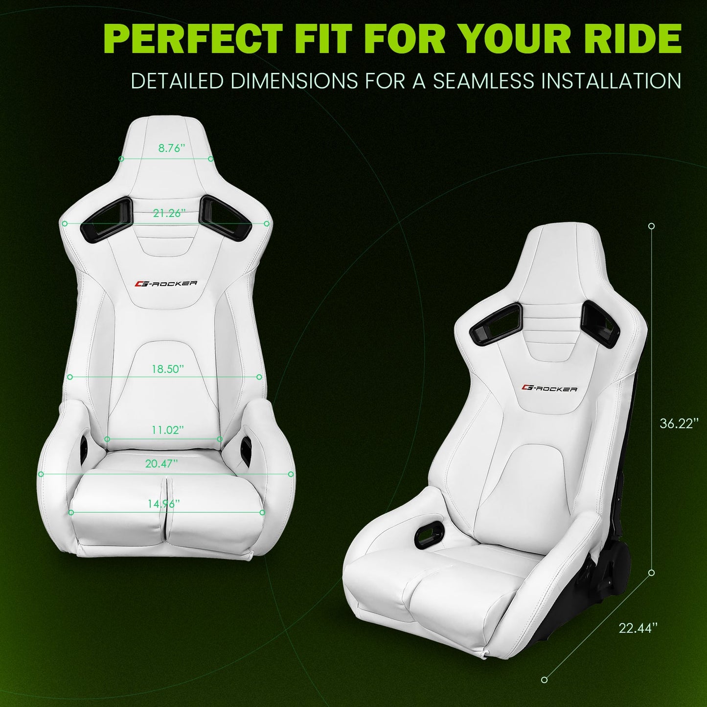 Universal Reclinable Bucket Racing Seat Dual Slider PU Carbon Leather